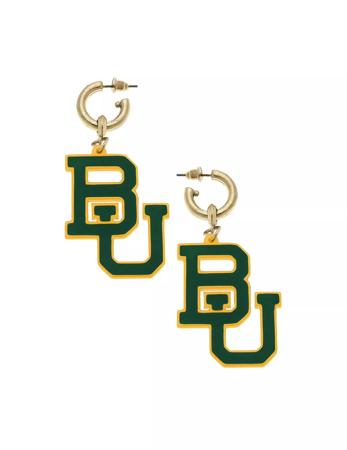BU Resin Logo Drop Hoop Earrings