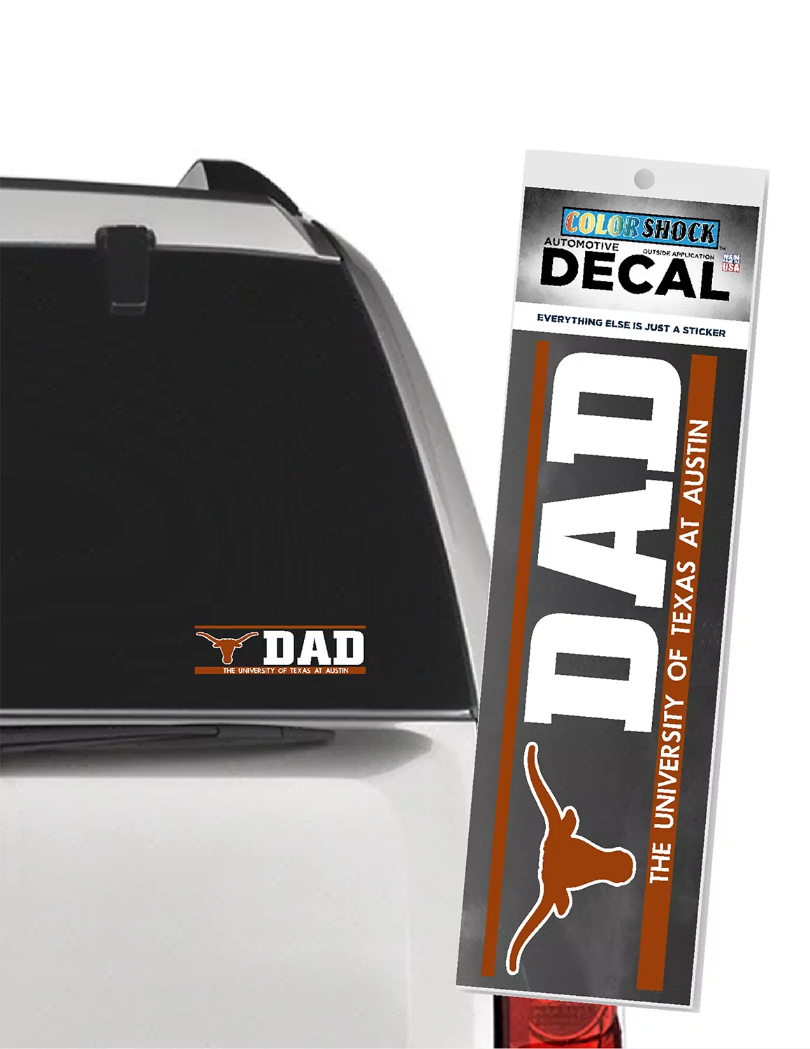 UT Logo Next To Dad Decal